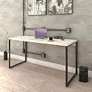 Mesa para Escritório Office Estilo Industrial 1,50m Kuadra, Trevalla, Snow/Est.Preta