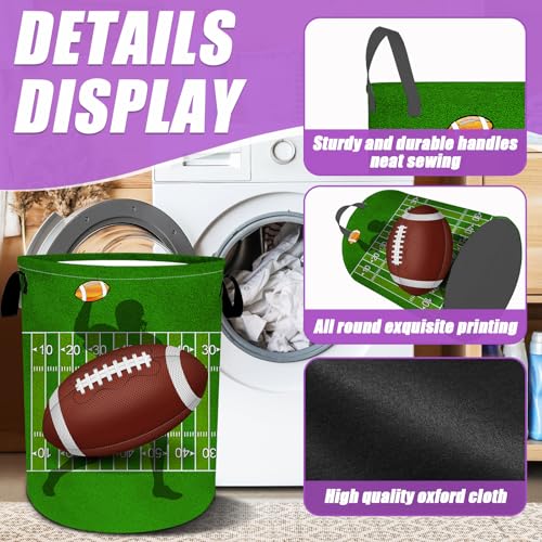 American Football Laundry Basket Foldable Laundry Hamper Tote Bag Storage Bucket Toy Organizer For Bathroom/Laundry/Bedroom(19.6x15.7inch)
