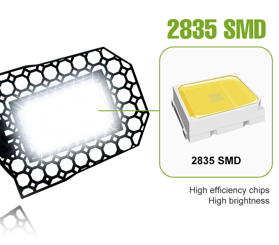 60W LED Deformable Garage Light AC100-277V Indoor Ceiling Light Foldable Adjustable Panel Workshop Warehouse Lighting Warm White Large — view 2