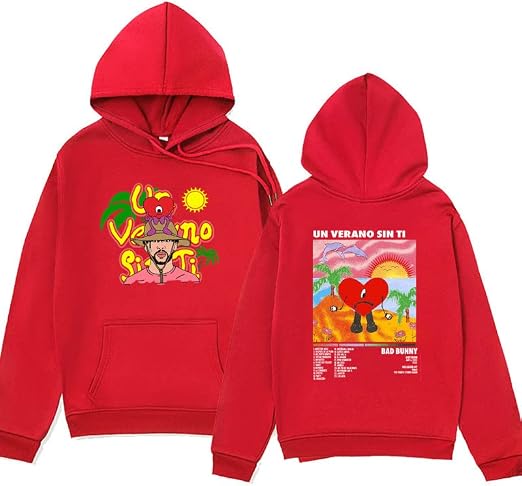 Ensemble Sweat à Capuche + Jogger Bad Bunny Double Face – Imprimé Hip Hop Tendance, Unisexe Streetwear Confortable