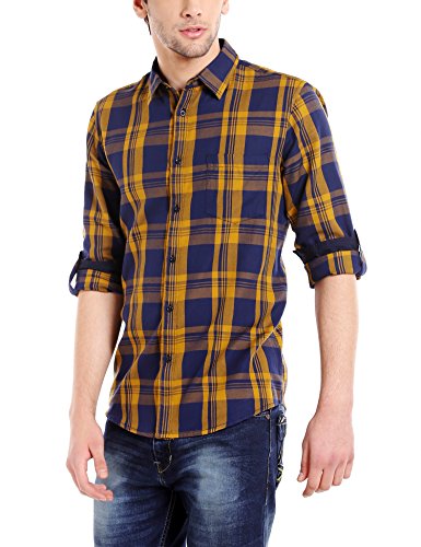 Image of Dennis Lingo Men's Cotton Checkered Slim Fit Casual Shirt with Pocket, Full Sleeve Shirt for Formal & Casual Wear