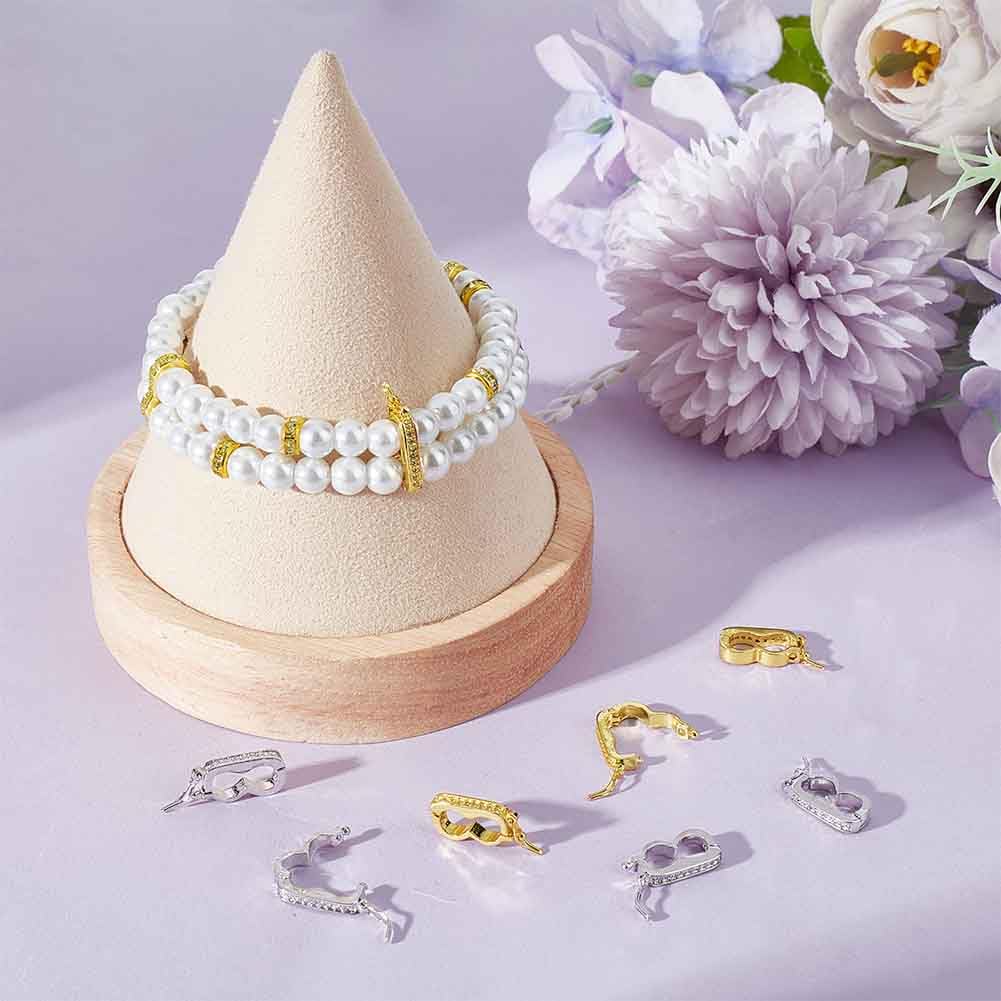 8 Pezzi Chiusure Per Accorciare Collana In Ottone Con Zirconi, Fermagli A Clip Per Gioielli Fai Da Te, 2 Colori - 3