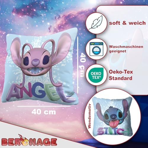 Coussin réversible Stitch en polyester doux 40x40 cm pour lit - 3