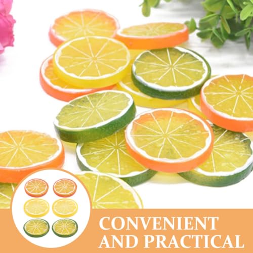 PRETYZOOM 30pcs Fake Lemon Slices: Artificial Fake Lemon Slices Props, Simulation Lemon Fruits Model for Summer Lemonade Party Decoration