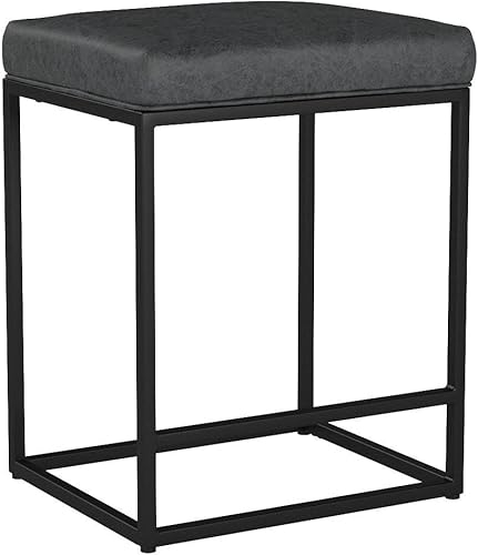 Miniatura 5 de MAISON ARTS Juego de 2 taburetes de bar de 24 pulgadas para encimera de cocina sin espalda taburetes de bar modernos tapizados industriales sillas