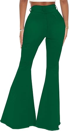 Bell Bottom Jeans for Women Butterfly Vintage High Waisted Skinny Flared Jeans Wide Leg Raw Hem Denim Pants