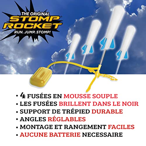 Stomp Rocket Original Jr. Glow Launcher for Kids - Glows in The Dark - Soars 100 Ft - 4 Foam Rockets and Adjustable Launcher - Fun Outdoor or Indoor Toy and Gift - Boys or Girls Age 3+ Years Old