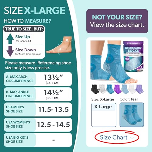Image of BraceAbility Neuropathy Socks (Pair) - Peripheral Neuritis Compression Diabetic Toeless Foot Sleeves for Nerve Damage Pain in Feet, Ankle Gout, Plantar Fasciitis Relief Brace for Men and Women (XL - Teal)