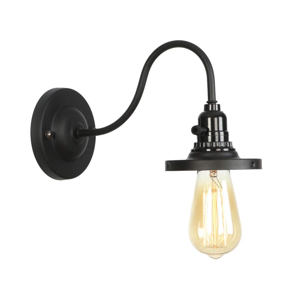 OZBMA Wall Mounted Light Simple Loft Black Iron Lamp Industrial Retro LED E27 Edison Sconces Switch Home Decor Lighting Fixtures Wandlamp for Restaurant Aisle Entrance Reading