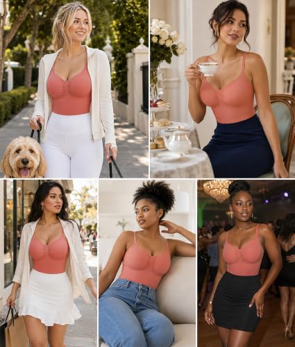 Image of SHAPERX Shapewear for Women Tummy Control Bodysuit Mid Thigh Body Shaper Shorts for a Lifted Look