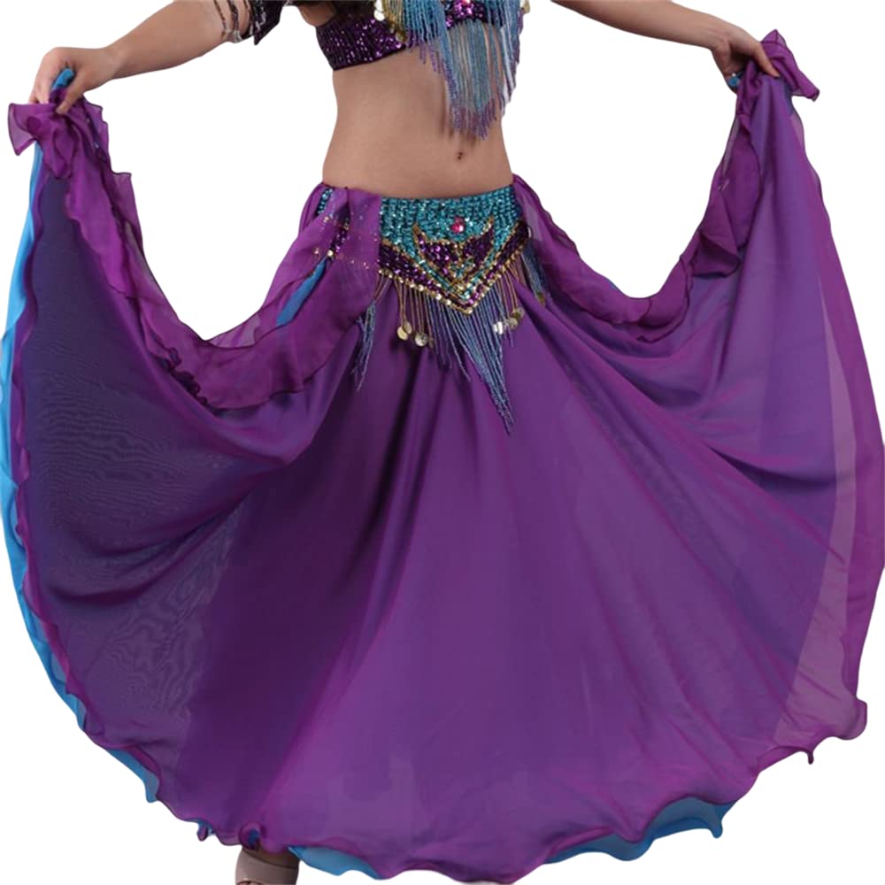 [満天屋] ロングスカート 社交ダンス衣装 フラメンコ衣装 マキシ丈 モダン 2層 シフォン 女性 レディース パソドブレ ラテン タンゴ ワルツ ダンススカートQ2628