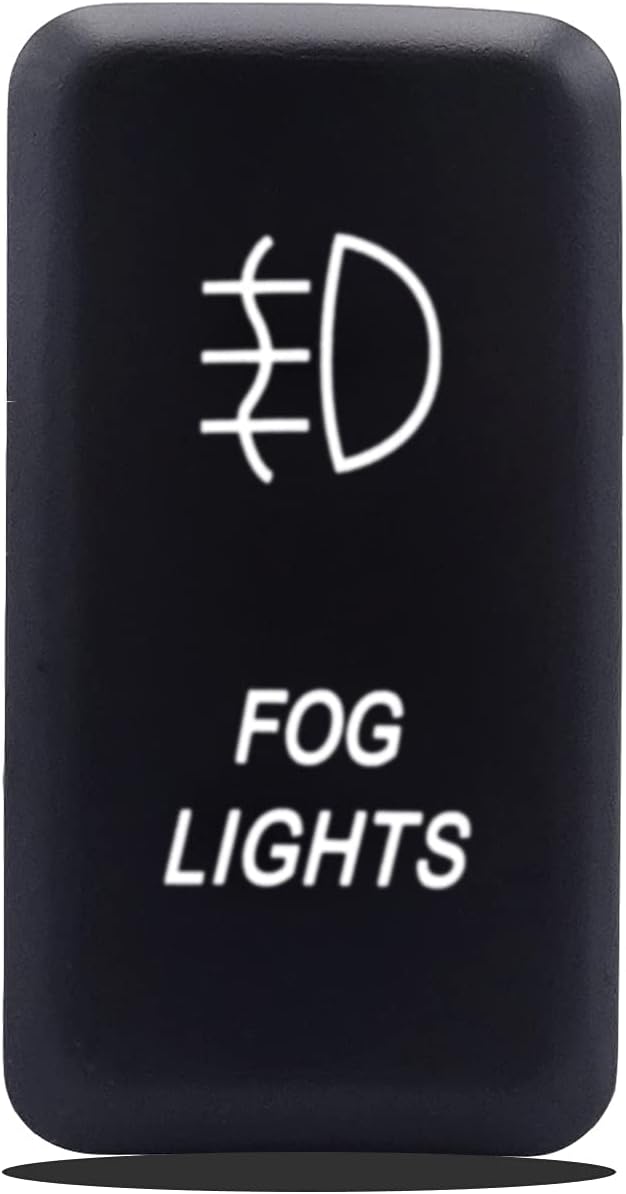 Fog Lights Symbol Push Switch White Backlight ON-Off Switch with Connector Wire Kit Compatible with Toyota