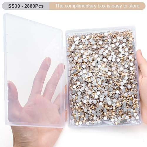 Image of Flatback Rhinestones Bulk, 2880PCS Gold Shadow Rhinestones for Clothes DIY Decoration Crafts, Gold Shadow, SS30, 6.3-6.5mm