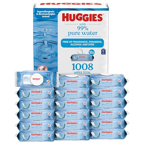 Huggies 99% Pure Water Baby Wipes, Unscented, flip-top packs, Packaging May Vary, 168 Count (Pack of 6) - image 1