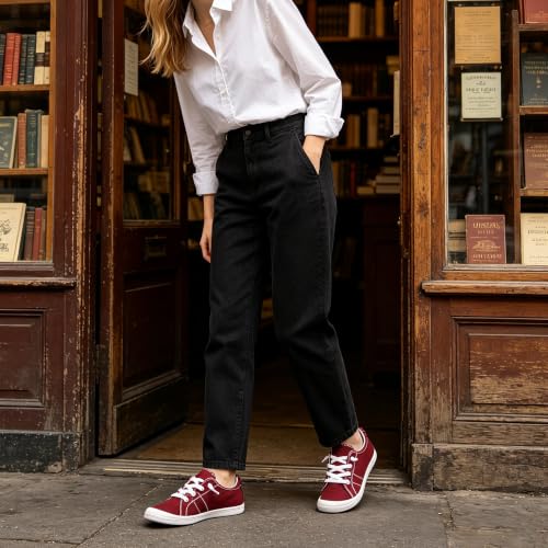 Image of Womens Slip On Shoes, Canvas Low Top Sneakers, Casual Classic Flat Shoes