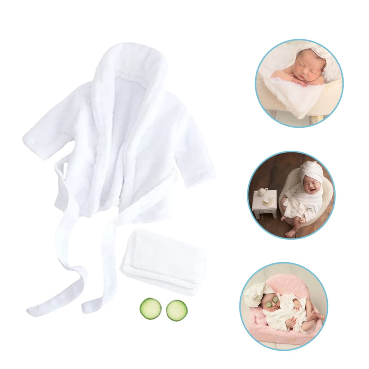 Mikikit 1 Satz Foto Requisiten Fotozubehör Für Kinder Bademäntel Outfits Baby Badedecke Kostüm Kinderanzug Bademantel Kostüm Requisiten Baby-kit Weiß Mädchen Korallenvlies Kleid Kleinkind