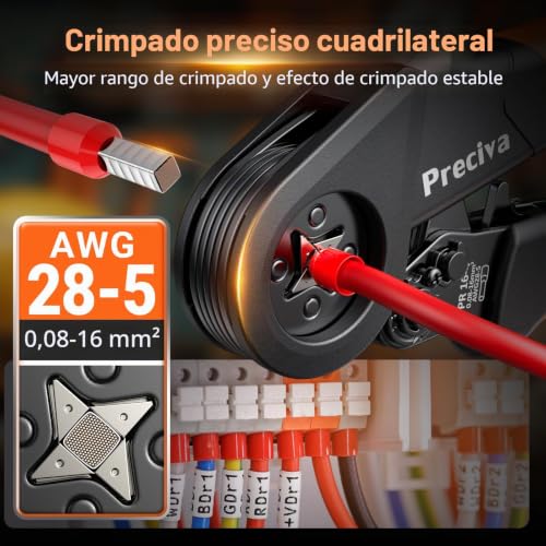 Miniatura 2 de Crimpadora Preciva Con 1500 Conectores Crimpadora Terminales Electricos 0.08-16mm Ajustables,Terminal Eléctrico,Para Bricolaje Y Uso Industrial Terminales Eléctricos