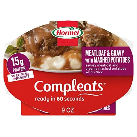 HORMEL COMPLEATS Meatloaf & Gravy With Mashed Potatoes Microwave Tray, 9 oz. (6 Pack) Cover