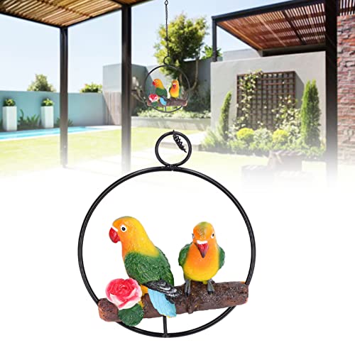 Hangend Papegaaistandbeeld, Hangend Vogelringdecor Sculptuurbeeldje Op Metalen Ronde Ring Art Decor Prachtige Schommel Voor Terrasgazon Huis- En Tuindecoratie - Image 8