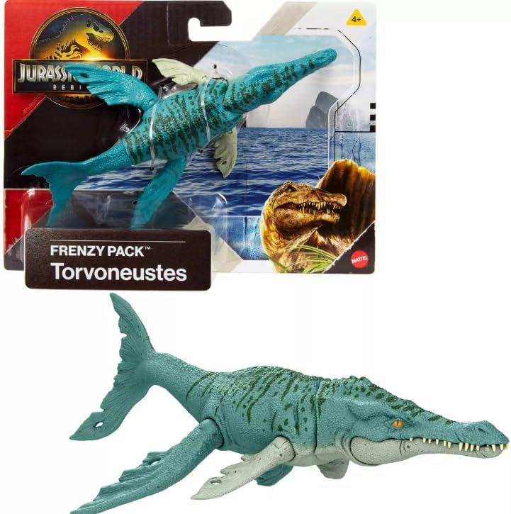 Jurassic World Rebirth Torvoneustes, Dinosaur Action Figure, Frenzy Pack