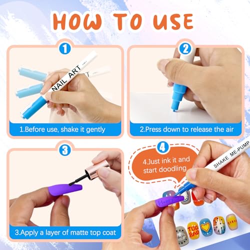 Image of 12 Color Nail Art Pens for Painting Nails 0.7 MM