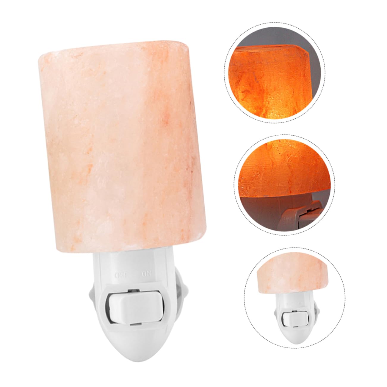 HOMSFOU 2piezas Lámpara De Sal De Cristal Led Cilíndrica Para Mesita De Noche Luz Decorativa De Sal Diseño Artesanal Para Crear Románticos El Hogar