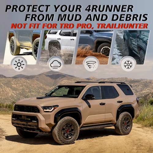 Image of Muslogy Mud Flaps Splash Guards Compatible with Toyota 4Runner 2025 2026 Accessories 6Gen 4Runner Front and Rear Mud Guards 4PCS Drilling Heavy Duty Fender Mudguards Kit with Hardware Accessories