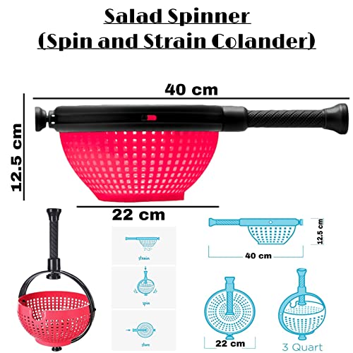 Large Capacity Collapsible Salad Spinner with Non-Scratch Colander - Image 2