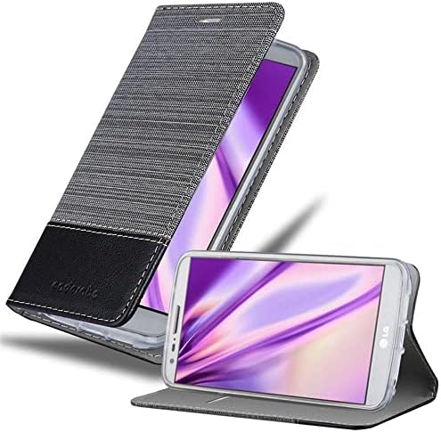 Cadorabo Book Case Compatible with LG G2 in Grey Black - with Magnetic Closure, Stand Function and Card Slot - Wallet Etui Cover Pouch PU Leather Flip