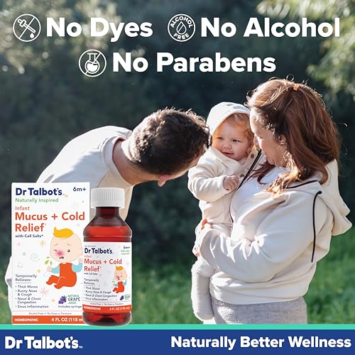 Image of Dr. Talbot's Infant Mucus and Cold Relief with Cell Salts - 4 fl oz - Naturally Inspired Kids Cold Medicine - Grape Juice Flavor - Includes Syringe