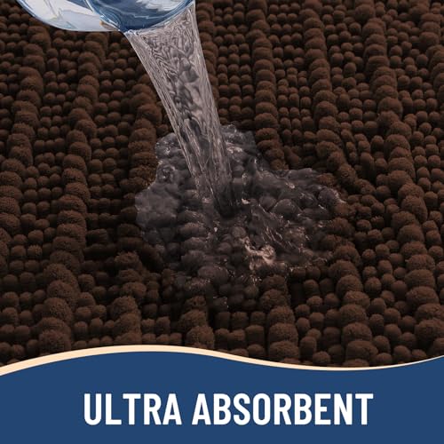 Image of Arotive Luxury Large Bathroom Rugs 40x24, Extra Soft Thick Absorbent Shaggy Chenille Bath Rugs, Machine Wash Dry, Bath Mats for Bathroom Floor, Tub and Shower, Home Decor Accessories, Brown