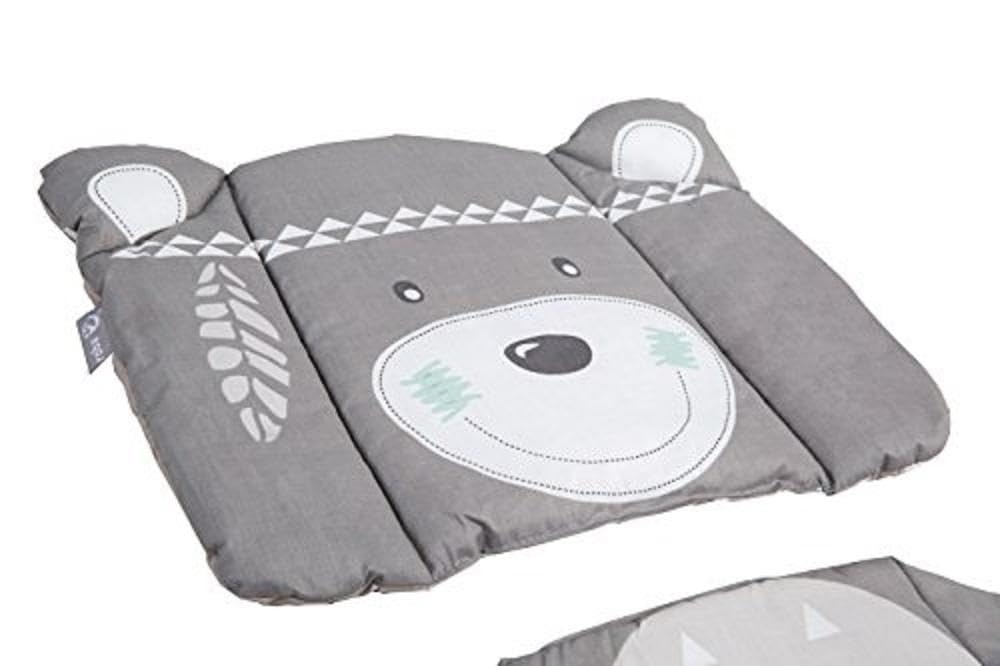roba Cuscino Riduttore per Sedia e per Seggiolone Indibär – Set 2 Pezzi - Cotone Traspirante - Lavabile - Microfibra - Morbido e Imbottito - Resistente – Motivo con Orsetto - Grigio