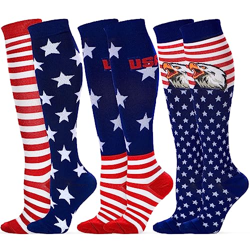 Chaussettes montantes drapeau américain Cindeer anti-glisse confort femme