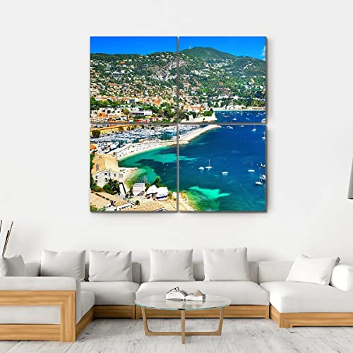 Canvas Wall Art for Home Decor Azzure Coast of France - Framed and Ready to Hang in Your Bathroom, Living Room, Bedroom, or Kitchen