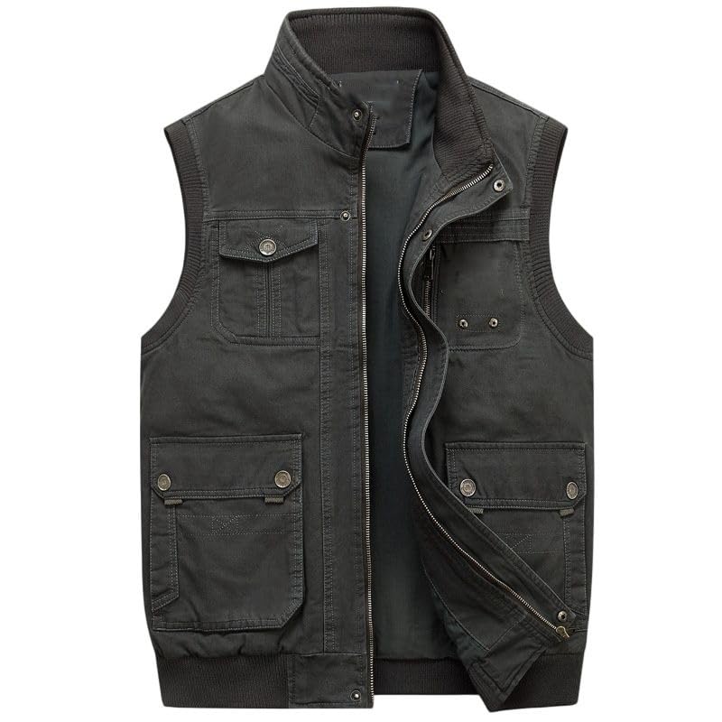 Gilet cargo d'extérieur homme coton multipoches pour pêche et photo