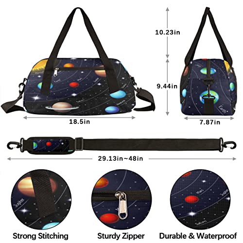 Universe Galaxy Solar System Kids Duffle Bag for Boys Girls Dance Bag,Outer Space Planets Sport Gym Bags Overnight Travel Bags Teen Kids Weekender Bag for School Practice Gymnastic Ballet4