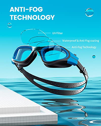 YAKAON G1 Swimming Goggles, Clear Wide View Swim Goggles Anti-Fog for Men Women Adult, B0-Non-Polarized-Tinted-ClearBlue - Image 4