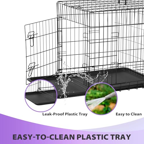 Image of BestPet | Dog Crate | 30 inch | Black | Foldable Metal Kennel with Double Doors