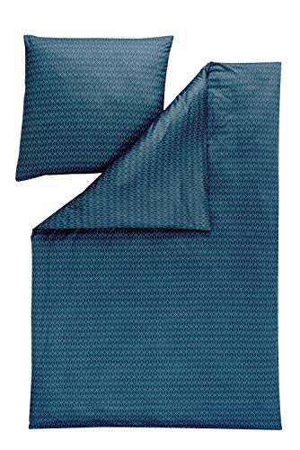 ESTELLA Bettwäsche Silas | Navy | 135x200 + 80x80 cm | bügelfreie...