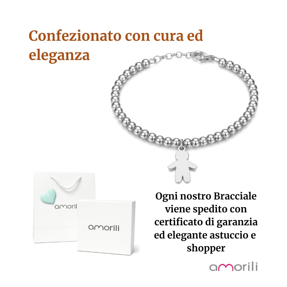 Bracciale Nascita Bimbo Maschietto Donna in Acciaio Inox Personalizzato con Incisione | Braccialetto Elegante Regolabile | Gioiello Futura Mamma Baby Shower Battesimo Regalo bcc2778