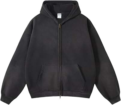 DXSHCV Oversized Mens Hoodies Vintage Hoodie for Men Zip Up