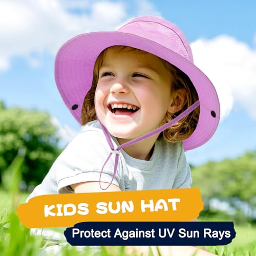 Image of Outdoor Kids Sun Hat for Boys Girls Wide Brim Mesh Bucket Hat UPF 50+ Sun Protection Breathable Summer Fishing Safari Hat