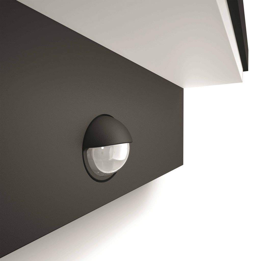 Philips LED Bustan Lampada da Parete da Esterno con Sensore di Movimento, Luce Bianca Calda, Grigio Scuro