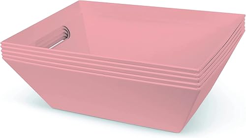 5 unidades Cestas de regalo rosas vacías de 8 x 10 pulgadas  Cestas rectangulares pequeñas de color rosa con asas  Regalos, organización, guardería,