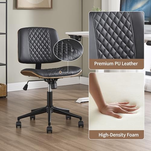 Image of Armless Rolling Office Desk Chair, Adjustable Height Computer Chair, Black