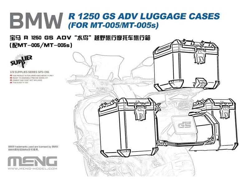 Meng Model 1:9 - BMW R 1250 GS ADV Luggage Cases, Unpainted