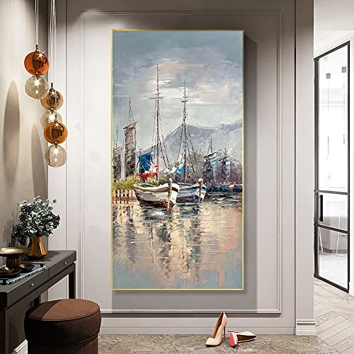 Peinture à l'huile abstraite pour habiller un grand mur vide de salon