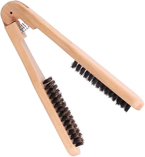 Miniatura 4 de EXCEART Cepillo alisador de pelo de madera para cabello corto, peine de hierro plano antiestático para un peinado suave y secado por soplado,