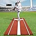 Shopsource Softball Pitching Mat, 10 x 3 FT Baseball Training Surface With Stitched Embroidery Turf, Upgraded Anti-Slip Design and Soft Rubber Mound for Indoor Outdoor Use