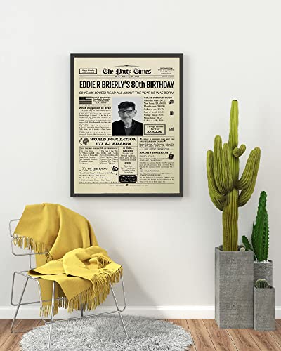 Personalized 80Th Birthday Decorations For Grandpa, Grandma, Dad, Mom, Him, Her - Back To Newspaper Poster Decor Turning 80 Years Old For Old Men, Women - Custom Poster With Your Personalized Photo - Unique Gift Idea #TOP6
